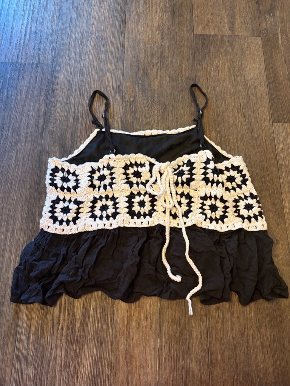 Women's Rebellion Crochet Earthy Boho Festival Sleeveless Crop Top Size Large - Picture 7 of 7